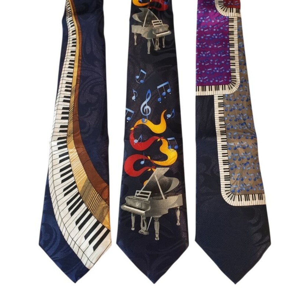 Piano Keys Grand Piano Music Ties #41A - Lot of 3 Novelty Neckties NWT Clearance
